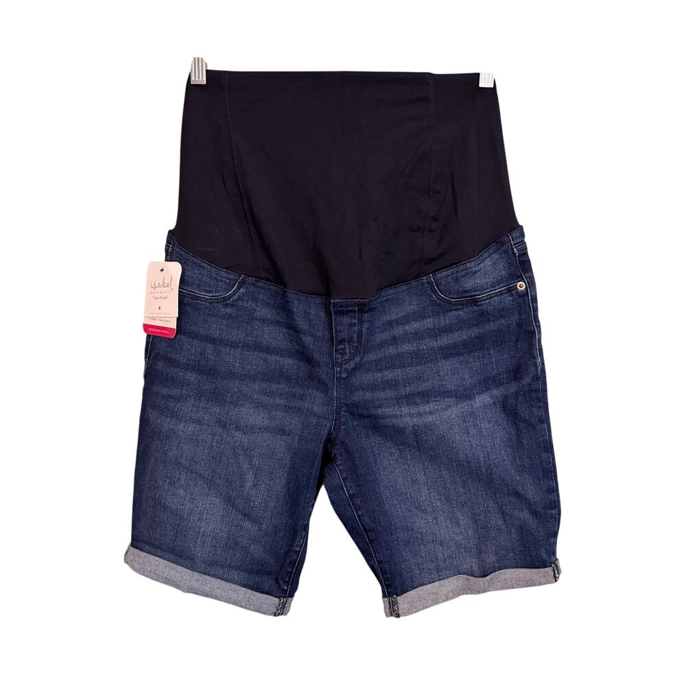 Isabel Maternity By Ingrid & Isabel Crossover Bermuda Shorts Womens 12 Blue NWT